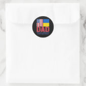 Sticker Rond Conception de papa de drapeau ukrainien américain (Sac)