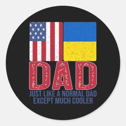 Sticker Rond Conception de papa de drapeau ukrainien américain (Devant)