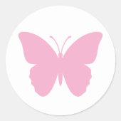 Sticker Rond Conception de papillon rose (Devant)