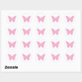 Sticker Rond Conception de papillon rose (Feuille)