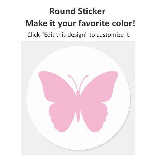 Sticker Rond Conception de papillon rose