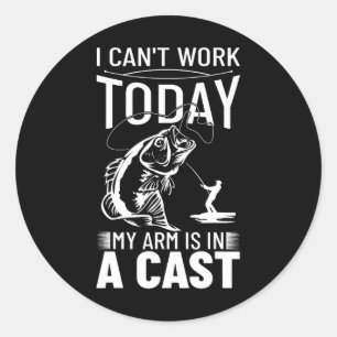 Sticker Rond Conception de pêche Je ne peux pas travailler aujo
