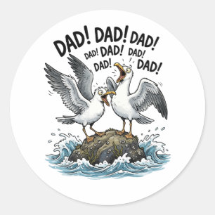 Sticker Rond Conception de père drôle Chaos Mouette Papa