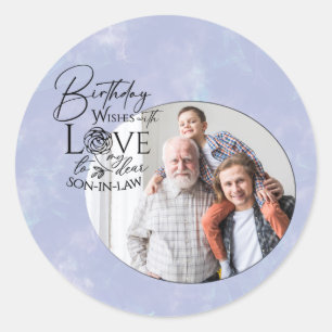 Sticker Rond Conception de photo calligraphiée d'anniversaire p