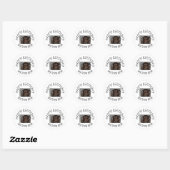 Sticker Rond Conception de photo courbée blanche pour l'anniver (Feuille)