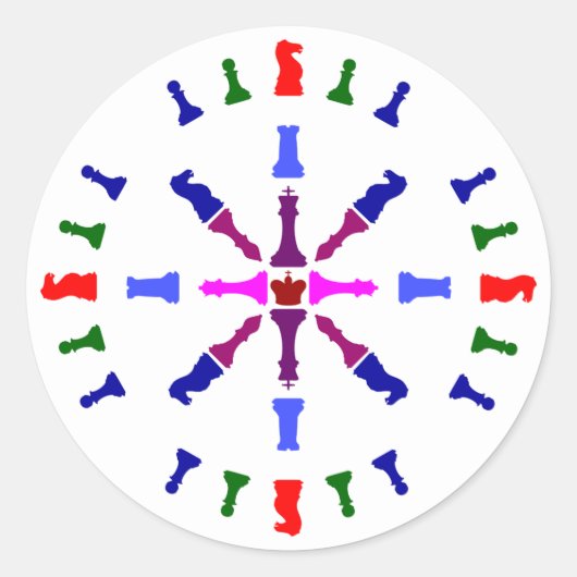 Sticker Rond Conception de pièce d'échecs (Devant)