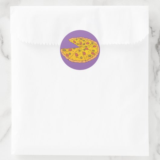 Sticker Rond Conception de pizza découpée en tranches Cartoon d (Sac)