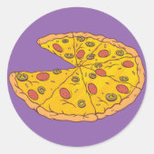 Sticker Rond Conception de pizza découpée en tranches Cartoon d (Devant)