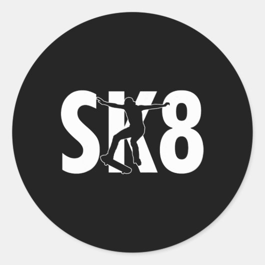 Sticker Rond Conception de planche à roulettes cool Sk8 astuces (Devant)