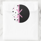 Sticker Rond Conception de points Polka Noir et Rose (Sac)