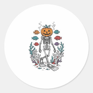 Sticker Rond Conception de Poisson de Plongeur de Squelette de
