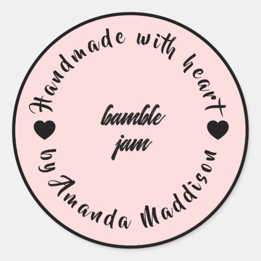 Sticker Rond Conception de pot de confiture coeur fait avec amo (Devant)