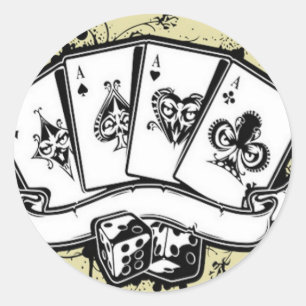 Sticker Rond Conception de quatre cartes d'as