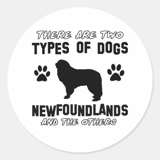 Sticker Rond Conception de races de chiens de Terre-Neuve (Devant)