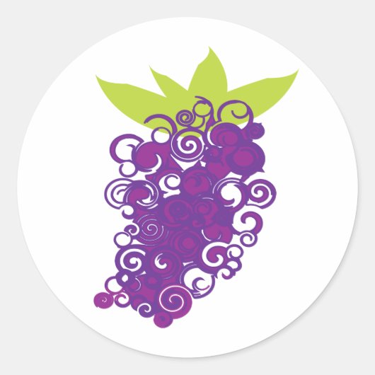 Sticker Rond Conception de raisins violets (Devant)