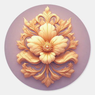 Sticker Rond Conception de relief floral élégant avec des détai