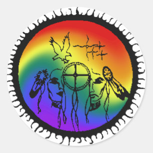 Sticker Rond Conception de remous d'arc-en-ciel de Deux-Esprit