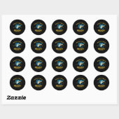 Sticker Rond Conception de résistance aux requins du golfe du M (Feuille)