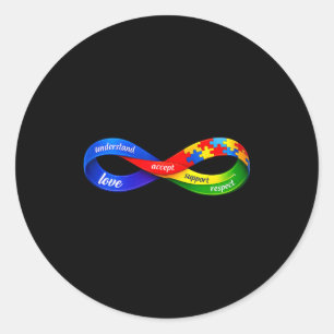 Sticker Rond Conception de ruban infini autisme neurodiversité