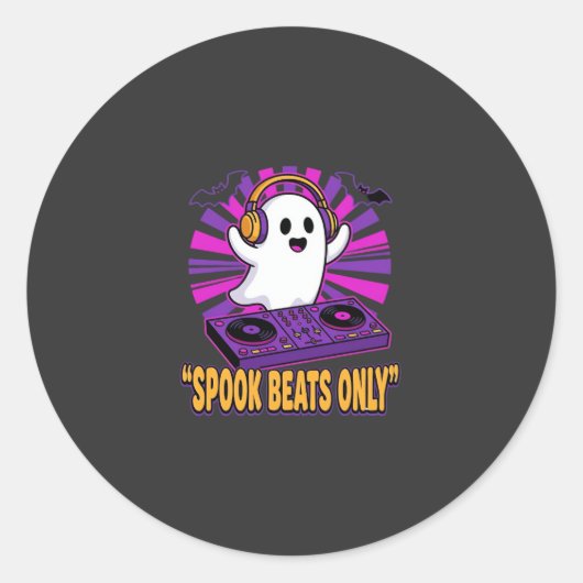 Sticker Rond Conception de rythmes Halloween DJ fantôme effraya (Devant)