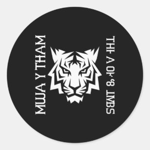 Sticker Rond Conception de S de kickboxing Muay Thai Tiger Art