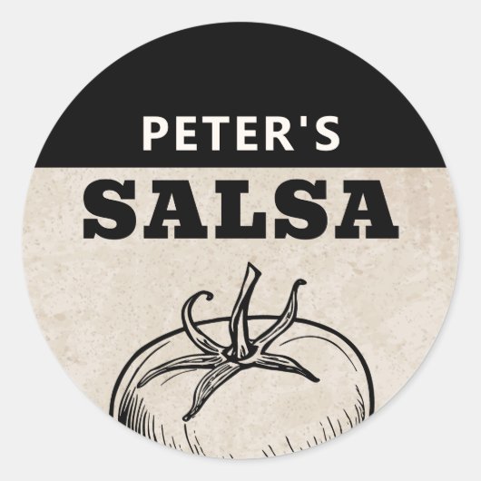 Sticker Rond Conception de salsa de tomate maison moderne grung (Devant)