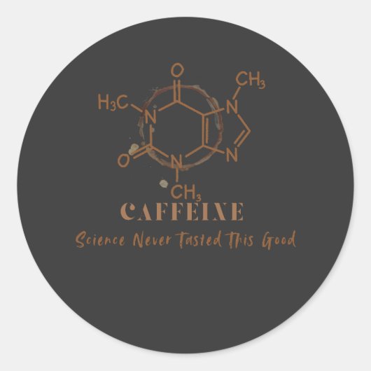 Sticker Rond Conception de science de café drôle de caféine (Devant)