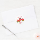 Sticker Rond Conception de signet de livre Rouge Hiboux (Enveloppe)
