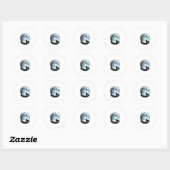 Sticker Rond Conception de silhouette d'arbre de lune hurlant d (Feuille)