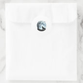 Sticker Rond Conception de silhouette d'arbre de lune hurlant d (Sac)