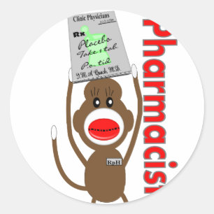 Sticker Rond Conception de singe de chaussette de