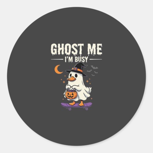 Sticker Rond Conception de skateboard Canard Fantôme Halloween_ (Devant)