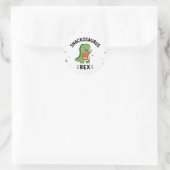Sticker Rond Conception de snack de Snackosaurus Rex, dinosaure (Sac)