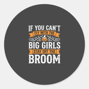 Sticker Rond Conception de sorcière de balai pour grandes fille