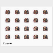 Sticker Rond Conception de squelette d'oiseau Gobble Til You Di (Feuille)