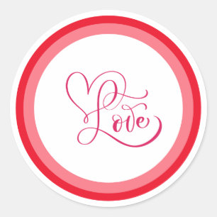Sticker Rond Conception de style d'amour rose mignonne