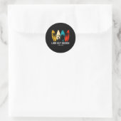Sticker Rond Conception de surfeur de plage de Retro Lido Key F (Sac)