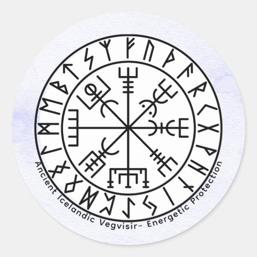 Sticker Rond Conception de symbole de compas viking Vegvisir (Devant)