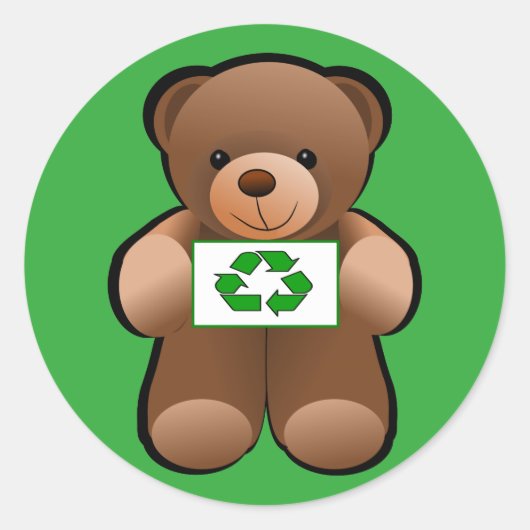 Sticker Rond Conception de symbole de recyclage d'ours en peluc (Devant)