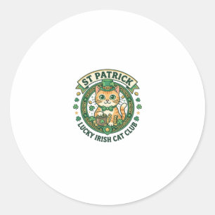 Sticker Rond Conception de T-shirt de chat irlandais chanceux d