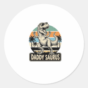 Sticker Rond Conception de t-shirt de dinosaure rétro Papa Saur