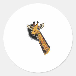 Sticker Rond Conception de T-shirt de girafe mignon gravé vinta