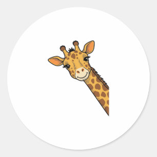 Sticker Rond Conception de T-shirt de girafe qui regarde discrè