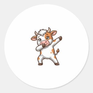 Sticker Rond Conception de T-Shirt de gravure vintage de vache
