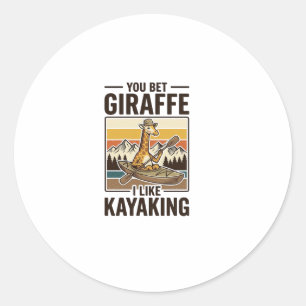 Sticker Rond Conception de T-Shirt drôle vintage de kayak giraf