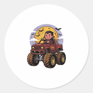 Sticker Rond Conception de T-shirt Halloween de camion monstre 