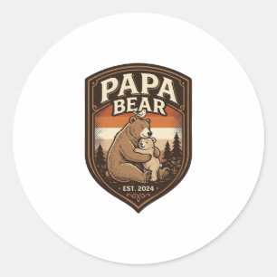 Sticker Rond Conception de t-shirt ours gravure vintage Papa Be