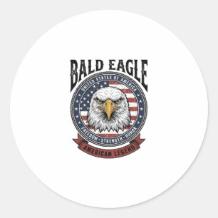 Sticker Rond Conception de T-Shirt Patriotique Aigle Chauve Vin