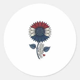 Sticker Rond Conception de T-shirt patriotique Fleur de soleil