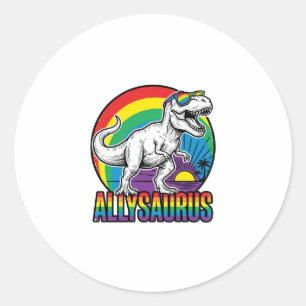 Sticker Rond Conception de T-Shirt vintage dinosaure arc-en-cie